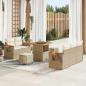 Preview: ARDEBO.de - 8-teiliges Garten-Sofa-Set mit Kissen in Beige aus Poly-Rattan