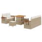 Preview: 8-teiliges Garten-Sofa-Set mit Kissen in Beige aus Poly-Rattan