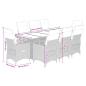 Preview: 9-tlg. Garten-Bistro-Set mit Kissen Grau Poly Rattan
