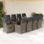Preview: ARDEBO.de - 11-tlg. Garten-Bistro-Set mit Kissen Grau Poly Rattan