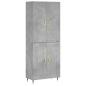Preview: Highboard Betongrau 69,5x34x180 cm Holzwerkstoff