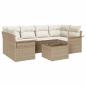 Preview: ARDEBO.de - 7-teiliges Gartensofa-Set mit beigen Kissen aus Poly-Rattan