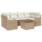 Preview: 7-teiliges Garten-Sofa-Set mit beigen Kissen aus Poly-Rattan