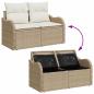 Preview: 7-tlg. Garten-Sofagarnitur mit Kissen Beige Poly Rattan