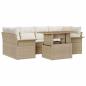 Preview: ARDEBO.de - 7-teiliges Garten-Sofa-Set mit Kissen Beige Poly Rattan