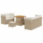 Preview: 8-teiliges Garten Sofa Set mit Kissen Beige Poly Rattan Akazie