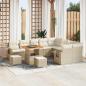 Preview: ARDEBO.de - 12-teiliges Garten-Sofa-Set mit Kissen Beige Poly-Rattan Akazie