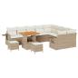 Preview: 12-teiliges Garten-Sofa-Set mit Kissen Beige Poly-Rattan Akazie