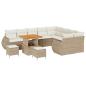 Preview: 12-tlg. Garten-Sofagarnitur mit Kissen Beige Poly Rattan Akazie