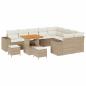Preview: 12-teiliges Garten-Sofa-Set mit Kissen Beige Poly Rattan Akazie