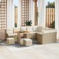 Preview: ARDEBO.de - 12-tlg. Garten-Sofagarnitur mit Kissen Beige Poly Rattan Akazie