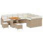 Preview: 12-tlg. Garten-Sofagarnitur mit Kissen Beige Poly Rattan Akazie