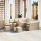 Preview: ARDEBO.de - 12-tlg. Garten-Sofagarnitur mit Kissen Beige Poly Rattan Akazie