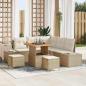 Preview: ARDEBO.de - 8-teiliges Garten-Sofa-Set mit Kissen in Beige aus Poly Rattan und Akazie