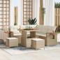 Preview: ARDEBO.de - 8-teiliges Garten-Sofa-Set mit Kissen Beige Poly Rattan Akazie
