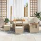Preview: 8-teiliges Garten-Sofa-Set mit Kissen Beige Poly Rattan Akazie