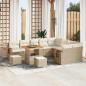 Preview: ARDEBO.de - 12-teiliges Garten-Sofa-Set mit Kissen Beige Poly Rattan Akazie