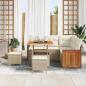 Preview: 8-teilige Garten-Sofa-Set mit Kissen Beige Poly Rattan Akazie