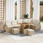 Preview: ARDEBO.de - 9-teiliges Garten Sofa Set mit Kissen Beige Poly Rattan Akazie
