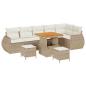 Preview: 9-teiliges Garten Sofa Set mit Kissen Beige Poly Rattan Akazie