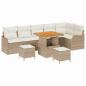 Preview: 9-teiliges Garten-Sofaset mit Kissen Beige Poly Rattan Akazie