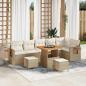 Preview: ARDEBO.de - 9-teiliges Garten Sofa Set mit Kissen Beige Poly Rattan Akazie