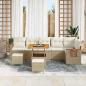 Preview: 9-teiliges Garten Sofa Set mit Kissen Beige Poly Rattan Akazie