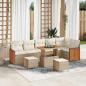Preview: ARDEBO.de - 9-teiliges Garten-Sofa-Set mit Kissen Beige Poly-Rattan Akazie