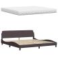 Preview: ARDEBO.de - Bett mit Matratze Dunkelbraun 200x200 cm Stoff