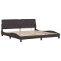 Preview: Bettgestell mit LED ohne Matratze Dunkelbraun 200x200 cm Stoff