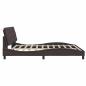 Preview: Bettgestell mit LED ohne Matratze Dunkelbraun 200x200 cm Stoff