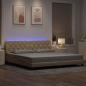 Preview: ARDEBO.de - Bettgestell mit LED ohne Matratze Creme 200x200 cm Stoff