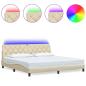 Preview: Bettgestell mit LED ohne Matratze Creme 200x200 cm Stoff
