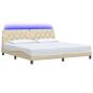 Preview: Bettgestell mit LED ohne Matratze Creme 200x200 cm Stoff