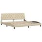 Preview: Bettgestell mit LED ohne Matratze Creme 200x200 cm Stoff