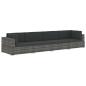 Preview: 4-tlg. Gartensofa-Set mit Kissen Poly Rattan Grau