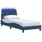 Preview: Bettgestell mit LED ohne Matratze Blau 80x200 cm Stoff