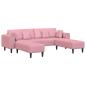 Preview: Samt Sofa mit Kissen mit Kissen 3 pcs Rosa 208 cm Samt