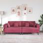 Preview: Samt Sofa mit Kissen mit Kissen 3 pcs Weinrot 208 cm Samt