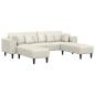 Preview: Samt Sofa mit Kissen mit Kissen 3 pcs Cremefarben 208 cm Samt