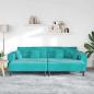 Preview: Samt Sofa mit Kissen mit Kissen 3 pcs Türkis 208 cm Samt