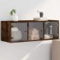 Preview: ARDEBO.de - Wandschrank mit Glastüren Räuchereiche 102x37x35 cm