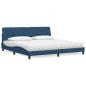 Preview: ARDEBO.de - Bett mit Matratze Blau 200x200 cm Stoff