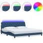 Preview: Bettgestell mit LED ohne Matratze Blau 200x200 cm Stoff