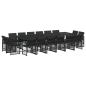 Preview: 17-tlg. Garten-Essgruppe mit Kissen Schwarz Poly Rattan