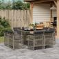 Preview: ARDEBO.de - 9-tlg. Garten-Essgruppe mit Kissen Grau Poly Rattan