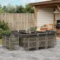 Preview: ARDEBO.de - 11-tlg. Garten-Essgruppe mit Kissen Grau Poly Rattan