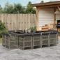 Preview: ARDEBO.de - 13-tlg. Garten-Essgruppe mit Kissen Grau Poly Rattan
