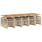 Preview: 15-tlg. Garten-Essgruppe mit Kissen Beige Poly Rattan