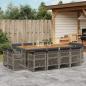 Preview: ARDEBO.de - 13-tlg. Garten-Essgruppe mit Kissen Grau Poly Rattan